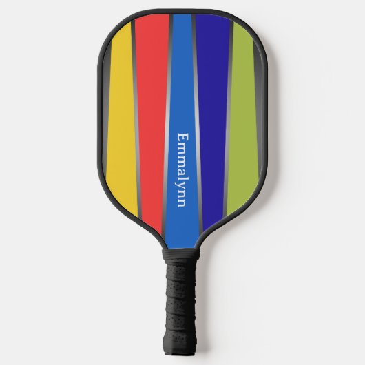 Retro Streifen fünf Farben farbig Pickleball Schläger (Rückseite)