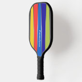 Retro Streifen fünf Farben farbig Pickleball Schläger (Links)