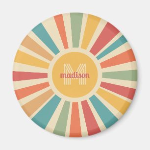 Retro-Streifen für individuelle Name und Monogramm Magnet