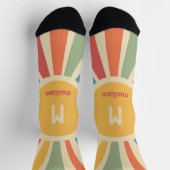 Retro-Streifen für individuelle Name und Monogramm Socken (Oben)