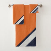 Retro Streifen in blauem Orange Badhandtuch Set (Insitu)