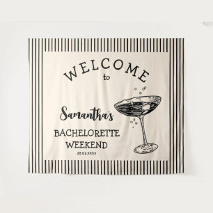 Retro-Streifen-Junggesellinnenabschied-Cocktail-Hi Wandteppich
