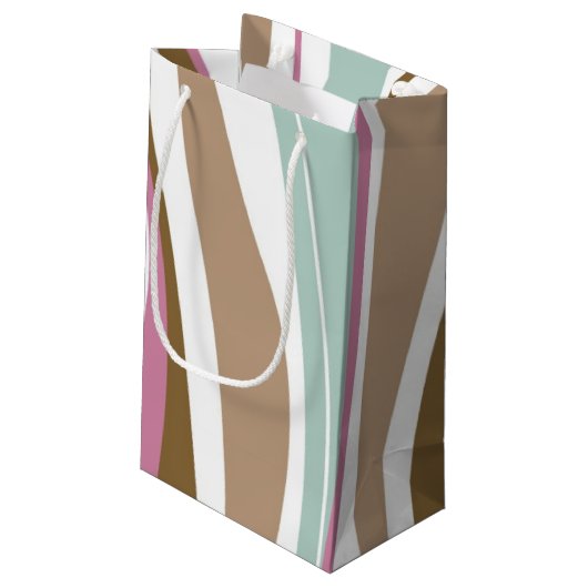 Retro Streifen Kleine Geschenktüte (Rückseite Schrägansicht)