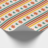 Retro Streifen mit Blume Geschenkpapier (Ecke)