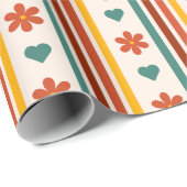 Retro Streifen mit Blume Geschenkpapier (Rolleneckpunkt)
