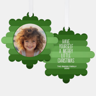 Retro Streifen mit Circle Foto - Weihnachten Grün Ornament Karte