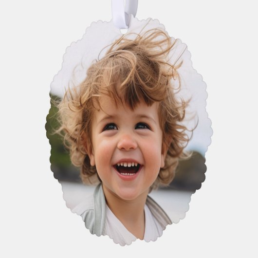 Retro Streifen mit Foto - Peace Liebe Joy Green Ornament Karte (Links)