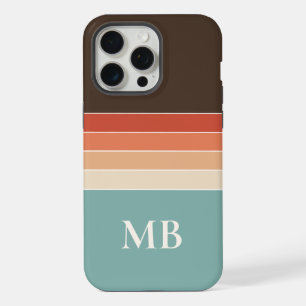 Retro-Streifen mit individuellem Monogramm iPhone 15 Pro Max Hülle