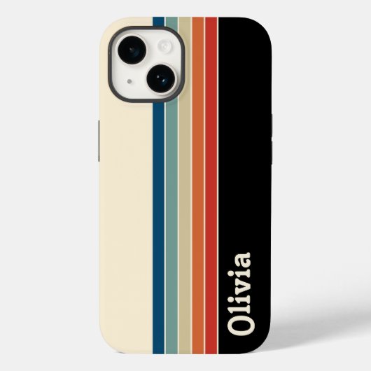 Retro-Streifen mit personalisiertem Namen Case-Mate iPhone Hülle (Rückseite)