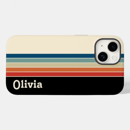 Retro-Streifen mit personalisiertem Namen Case-Mate iPhone Hülle (Rückseite (Horizontal))
