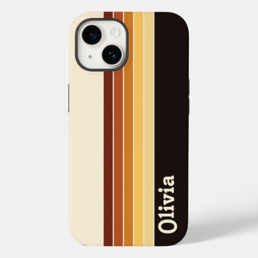 Retro-Streifen mit personalisiertem Namen Case-Mate iPhone Hülle (Rückseite)