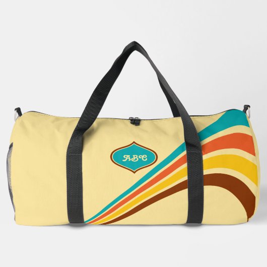Retro-Streifen-Monogramm der 1970er Jahre Duffle Bag (Rückseite)