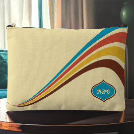 Retro-Streifen-Monogramm der 1970er Jahre Zubehörtasche