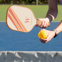 Retro Streifen Monogramm Name Orange
