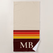 Retro-Streifen-Monogramm Strandtuch (Vorderseite)