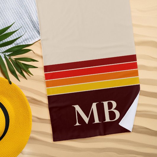 Retro-Streifen-Monogramm Strandtuch