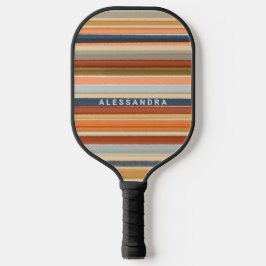 Retro Streifen monogramm Vintager Sonnenuntergang  Pickleball Schläger