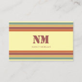 Retro-Streifen-Monogramm Visitenkarte (Vorderseite)