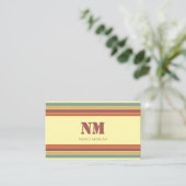 Retro-Streifen-Monogramm Visitenkarte (Stehend Vorderseite)