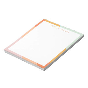 Retro Streifen Orange Minze Pastell Personalisiert Notizblock