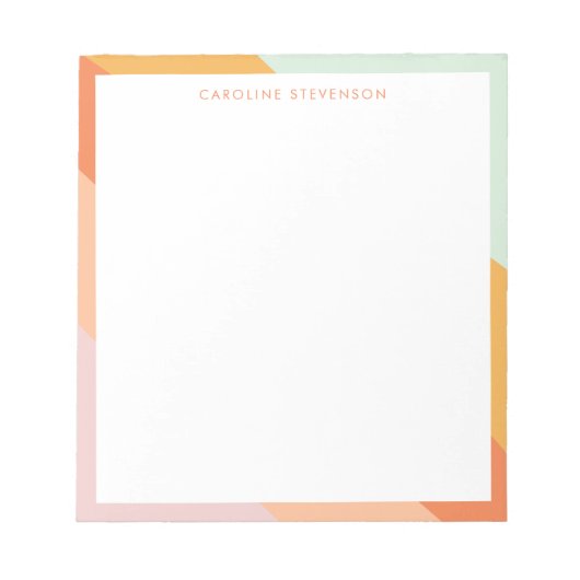 Retro Streifen Orange Minze Pastell Personalisiert Notizblock (Vorderseite)