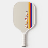 Retro Streifen Personalisiert Monogramm Pickleball Schläger (Rückseite)