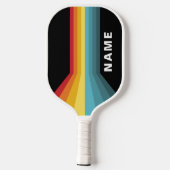 Retro Streifen Personalisiert Pickleball Schläger (Rückseite)