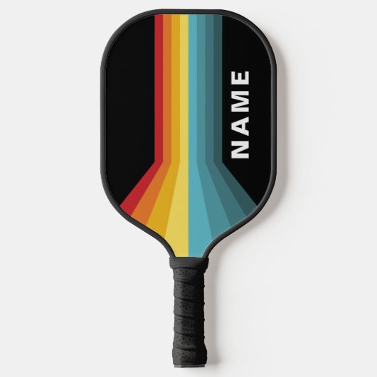 Retro Streifen Personalisiert Pickleball Schläger (Vorderseite)