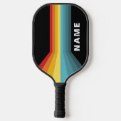 Retro Streifen Personalisiert Pickleball Schläger (Rückseite)