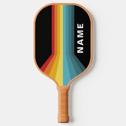 Retro Streifen Personalisiert Pickleball Schläger (Vorderseite)