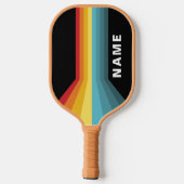 Retro Streifen Personalisiert Pickleball Schläger (Rückseite)