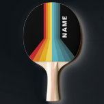 Retro Streifen Personalisiert Tischtennis Schläger<br><div class="desc">Personalisierte Retro-Streifen Typografie</div>