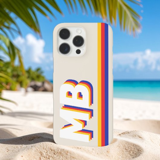 Retro-Streifen Personalisiertes Initial-Monogramm Case-Mate iPhone Hülle