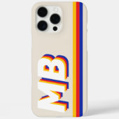 Retro-Streifen Personalisiertes Initial-Monogramm Case-Mate iPhone Hülle (Rückseite)