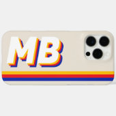 Retro-Streifen Personalisiertes Initial-Monogramm Case-Mate iPhone Hülle (Rückseite (Horizontal))