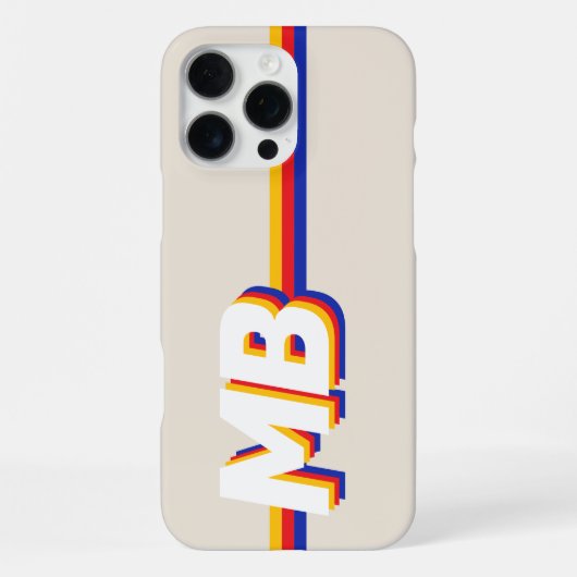 Retro-Streifen personalisiertes Initial-Monogramm iPhone Hülle (Rückseite)