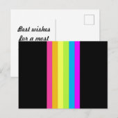 Retro Streifen Postkarte (Schwarz & Neon Multi) (Vorne/Hinten)