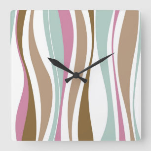 Retro Streifen Quadratische Wanduhr