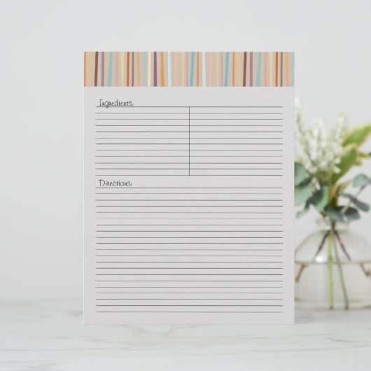 Retro Streifen Rezept Letterhead (Stehend Vorderseite)