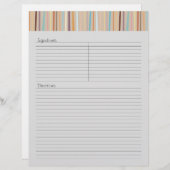 Retro Streifen Rezept Letterhead (Vorne/Hinten)