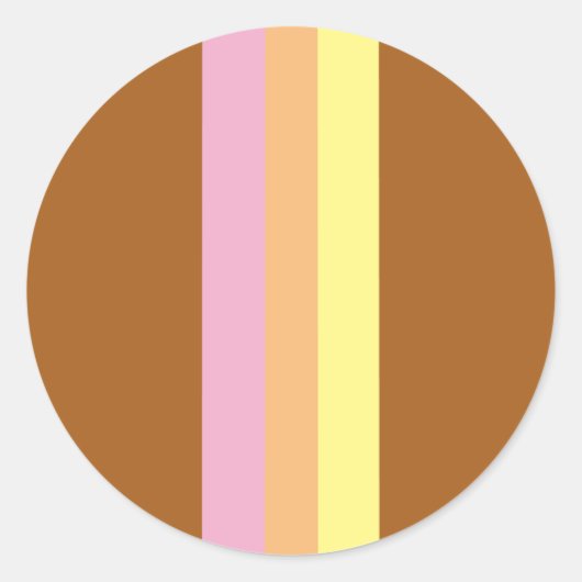 Retro Streifen Rundkleber (Orange Multi) Runder Aufkleber (Vorderseite)