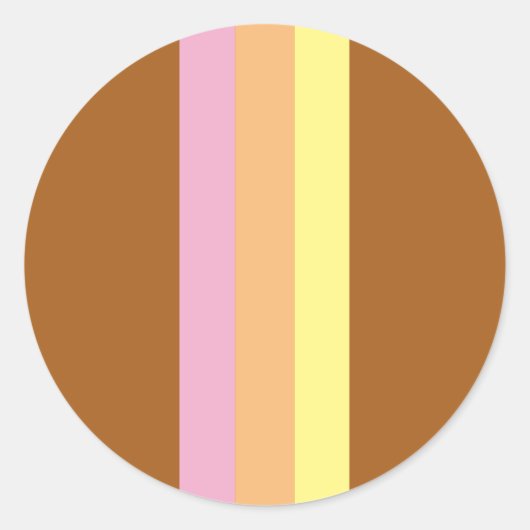 Retro Streifen Rundkleber (Orange Multi) Runder Aufkleber (Vorderseite)