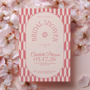 Retro-Streifen sanfte rosa Typografie Brautparty Einladung