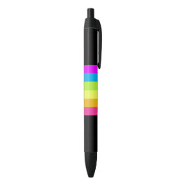 Retro Streifen Stifte (Schwarz & Neon Multi) Kugelschreiber