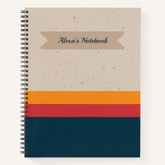 Retro-Streifen Sunset & Slate Notizblock (Vorderseite)