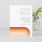 Retro Streifen - Terra Cotta Sunset Moderne Hochze Einladung (Stehend Vorderseite)