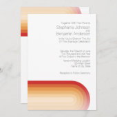 Retro Streifen - Terra Cotta Sunset Moderne Hochze Einladung (Vorne/Hinten)