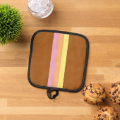 Retro Streifen Töpfchen (Orange Multi) Topflappen (Oben Unten)