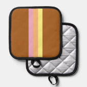 Retro Streifen Töpfchen (Orange Multi) Topflappen (Vorderseite/Rückseite)