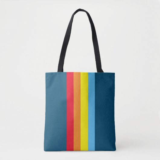 Retro Streifen Tote Tasche (Navy Blue Multi) (Vorderseite)